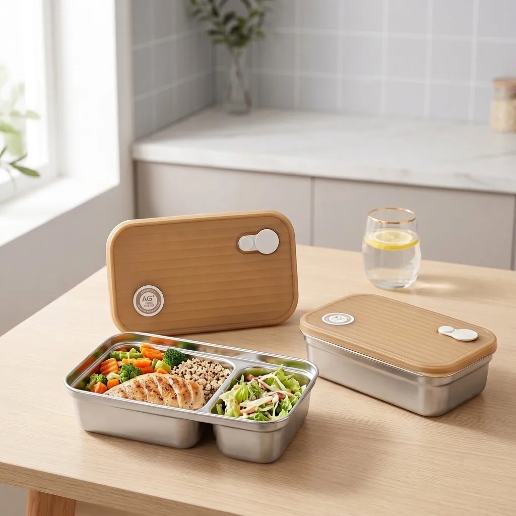 Food Storage With Dividers - 304 Stainless Steel Bento Box Divided