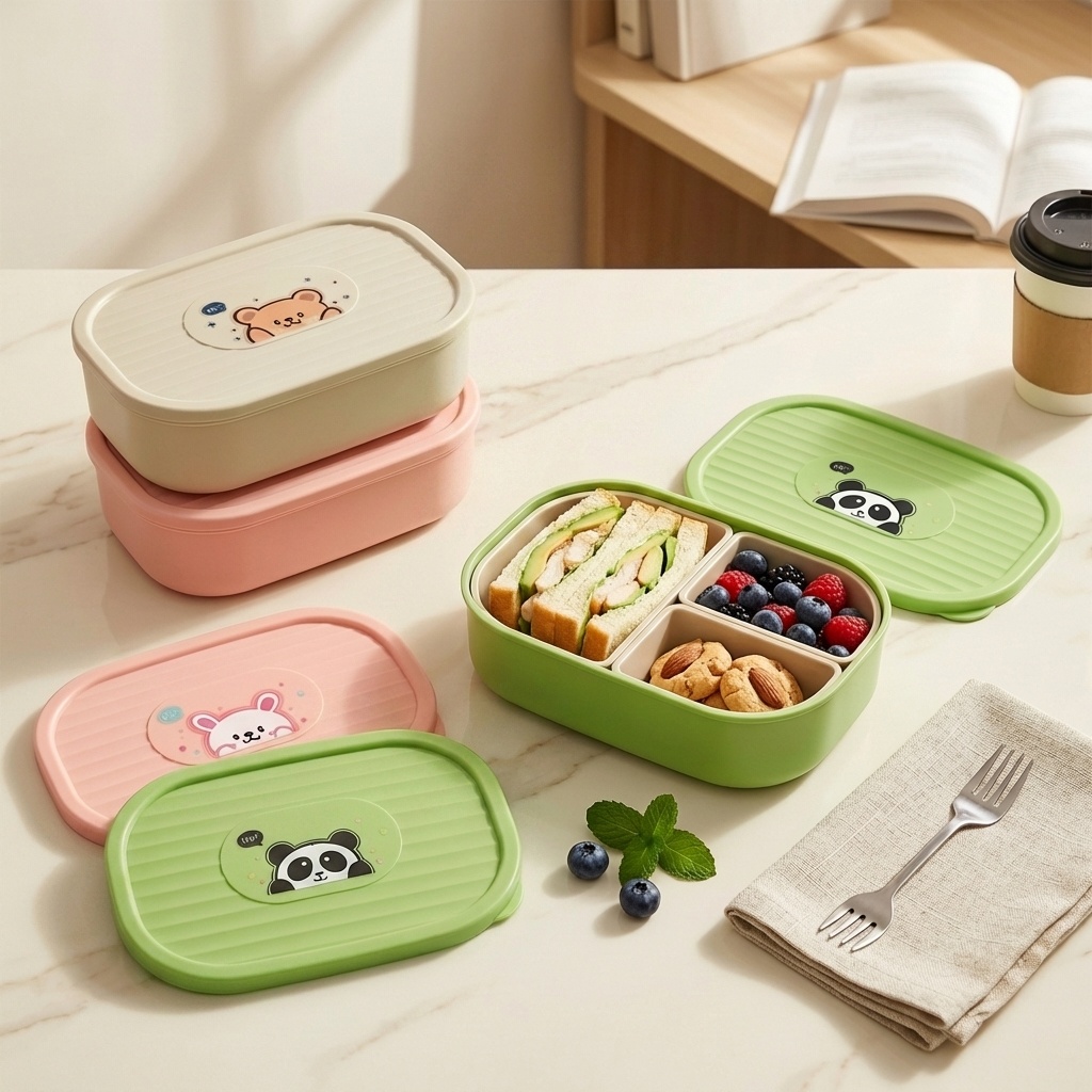 Cute Plastic Divided Lunch Box - đánh giá và giá Food Storage Oven Safe